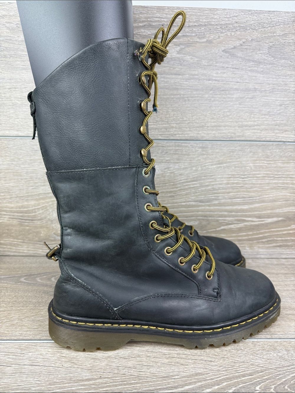 Dr Martens Alenia Womens Sz 11 Tall Fold-Over Lace Up 14-Eye Leather Combat Boot